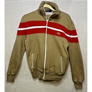 VTG IZOD Lacoste Womens Tracksuit XL 70/80s HK Crown Colony Jacket Pants Tan Red